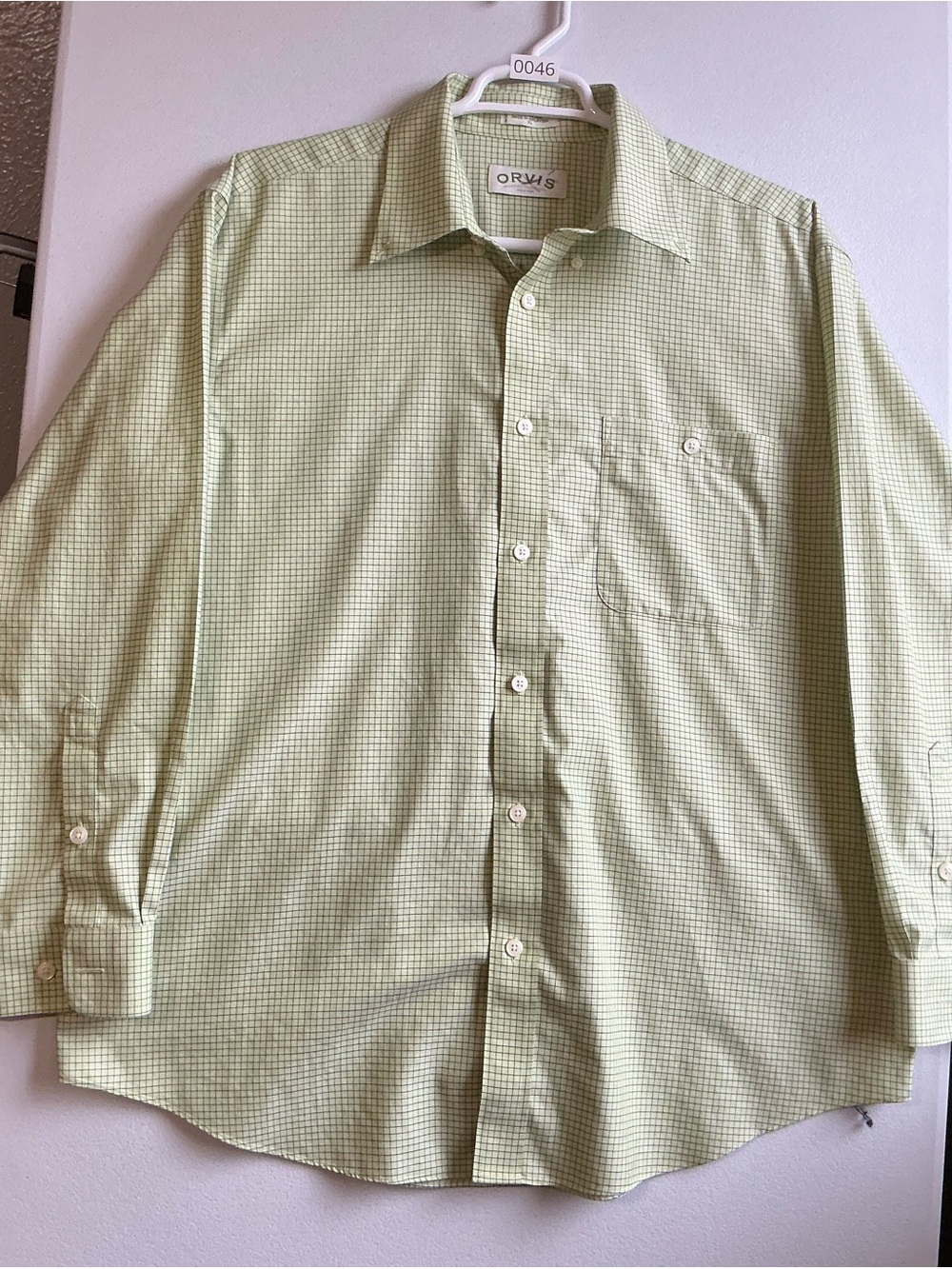 Orvis Light Green Micro-Check Button-Down Shirt